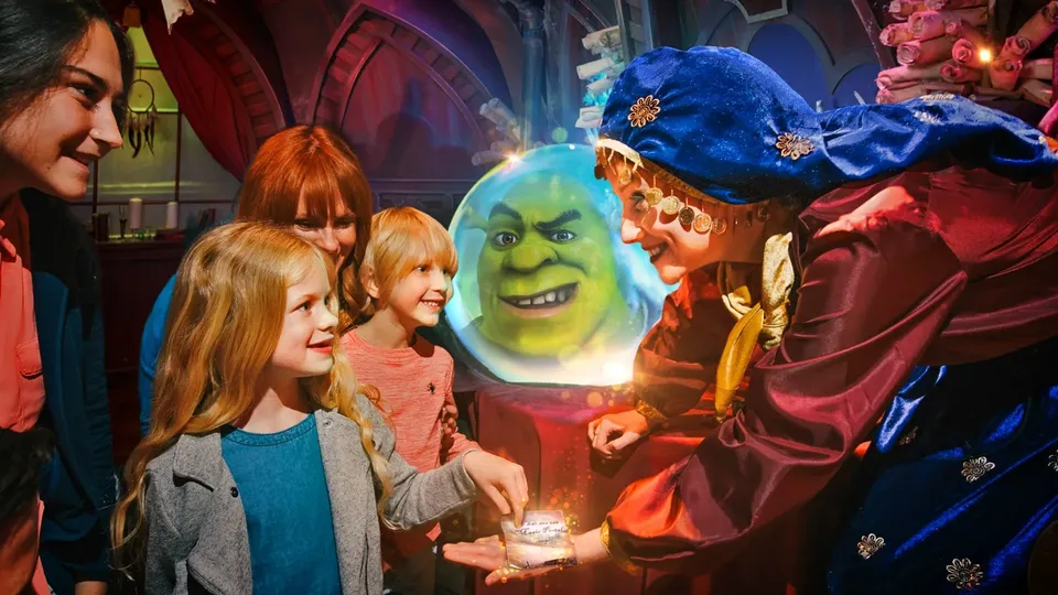 Children meeting Shrek at Shrek's Adventure! London